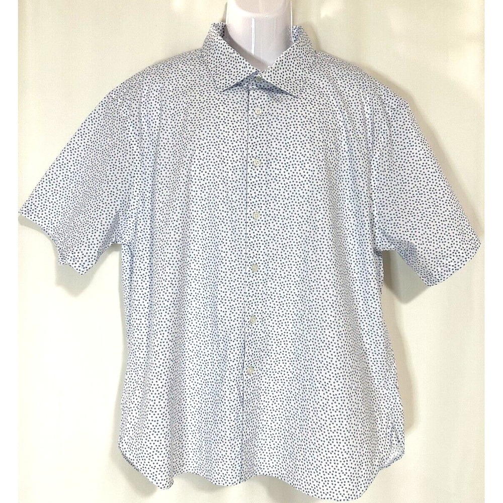 Joseph Abboud Shirt Men's XXL Casual Button Up Micro Floral Blue Modern Fit Top